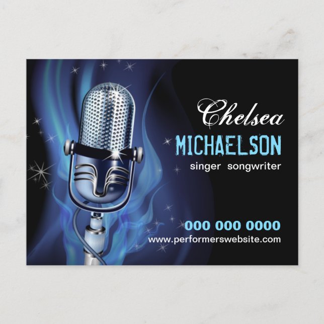 Smoky Microphone Performers Promotional Postcard (Front)