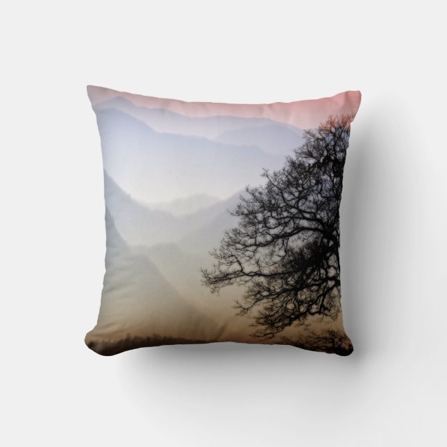 Smoky Mountain Sunset from the Blue Ridge Parkway Throw Pillow (Front)