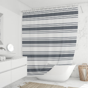 Smoky Navy and White Wide Stripe