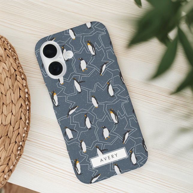 Smoky Navy Penguin Pattern Case-Mate iPhone Case (Creator Uploaded)