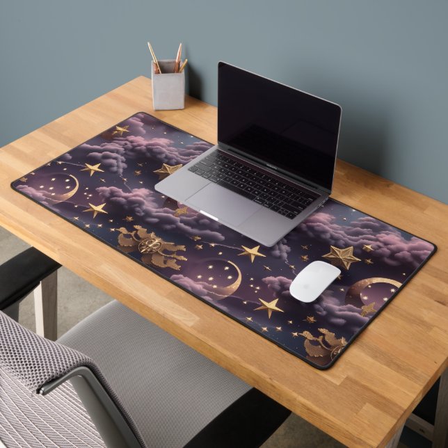 Smoky Plum Celestial Moon Astrology Aesthetic Desk Mat (Office 2)