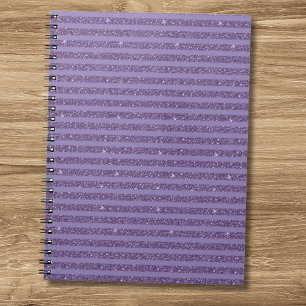 Smoky Plum Glitter Style Horizontal Stripes Notebook