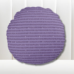 Smoky Plum Glitter Style Horizontal Stripes Round Pillow