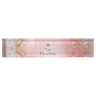 Smoky Victorian Blush Floral Cascading Flowers Nameplate