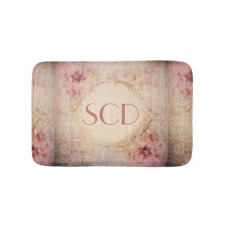 Smoky Victorian Blush Floral pink mauve white lace Bath Mat
