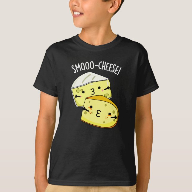 Smoo-cheese Funny Cheese Pun Dark BG T-Shirt (Front)