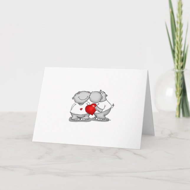 Smooch - Hippo Kiss Valentine's Day Holiday Card (Front)