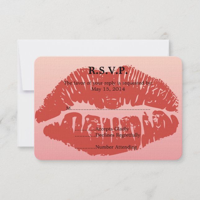 Smooch Lips Wedding RSVP Card (Front)