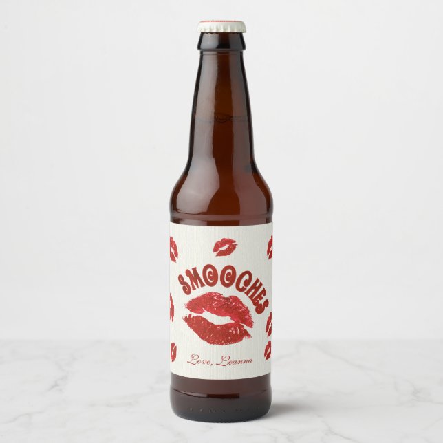 Smooches, Red Lips Beer Bottle Label (Front)