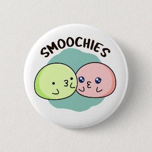 Smoochies Funny Kissing Mochi Pun 2 Inch Round Button
