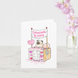 Smoochin' Booth fawn pug Valentine card