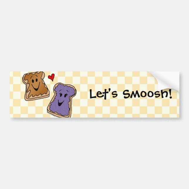 Smoosh, Peanut Butter Jelly Cartoon Bumper Sticker (Front)