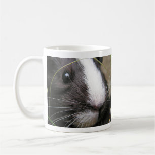 Smooth, Black and White, Shorthair Guinea Pig Face Coffee Mug