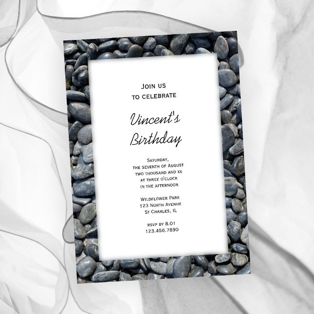 Smooth Black Pebbles Birthday Party Invitation (Creator Uploaded)
