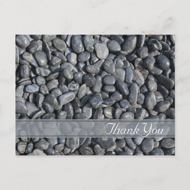 Smooth Black Pebbles Thank You Postcard (Front)