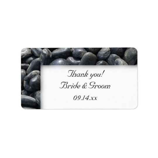 Smooth Black Pebbles Wedding Thank You Favour Tags