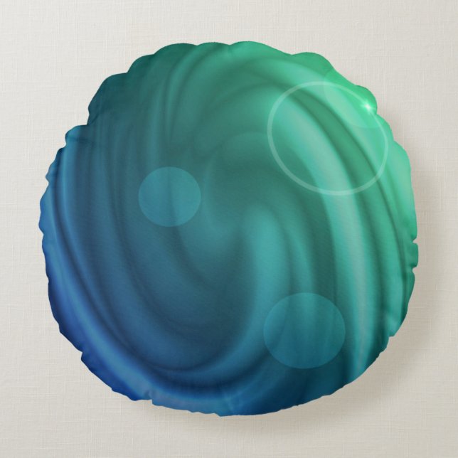 Smooth Blue And Green Colour Mix  Vortex Round Pillow (Front)