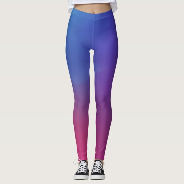 Smooth Blue to Red Ombre Gradient Leggings (Front)