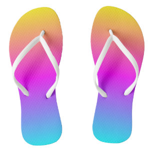 Smooth Cheerful Gradient Colours Yellow Pink Blue Flip Flops