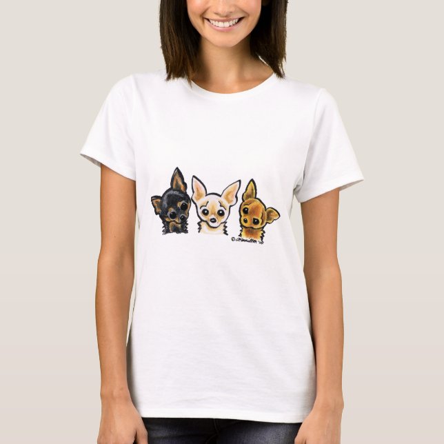 Smooth Chihuahua Trio T-Shirt (Front)