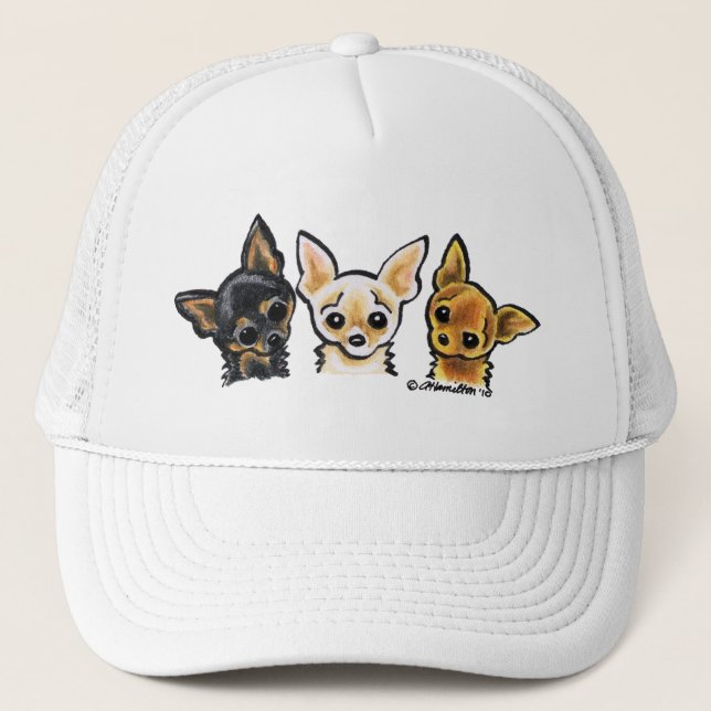 Smooth Chihuahua Trio Trucker Hat (Front)