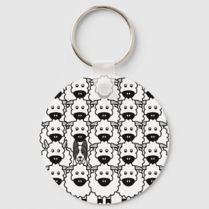 Smooth-Coated Border Collie in the Sheep Keychain