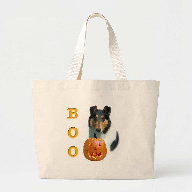 Smooth Collie Boo  Large Tote Bag (Front)