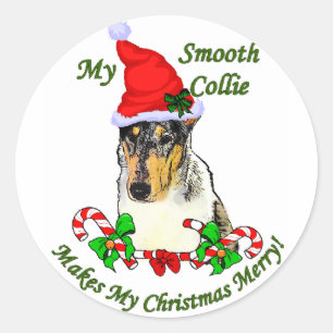 Smooth Collie Christmas Gifts Classic Round Sticker