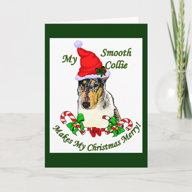 Smooth Collie Christmas Gifts Holiday Card (Front)