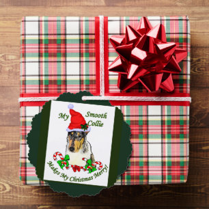 Smooth Collie Christmas Gifts Ornament Card