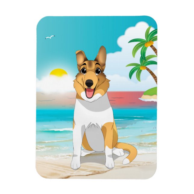 Smooth Collie Dog at the Beach Magnet (Vertical)