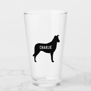 Smooth Collie Dog Silhouette Personalized Glass