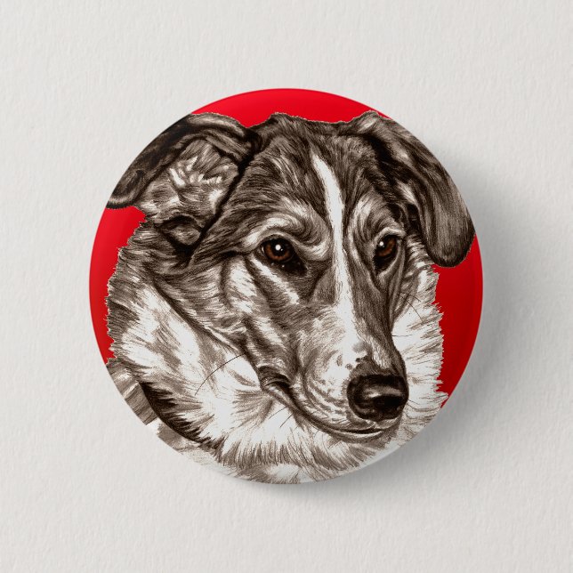 Smooth Collie Portrait 2 Inch Round Button (Front)