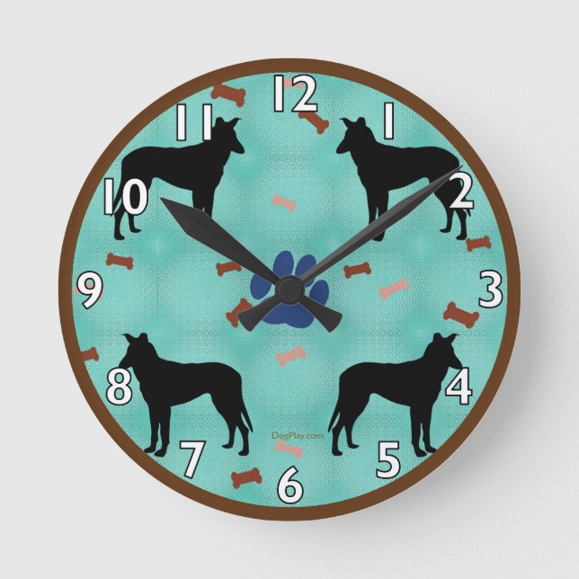 Smooth Collie Shadow Round Clock (Front)