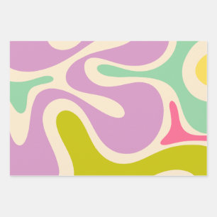 Smooth Contours Trippy Pastel Abstract Pattern Wrapping Paper Sheet