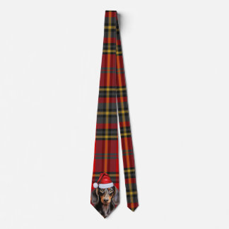 Smooth Dachshund Dog Lover Holiday Plaid Christmas Tie
