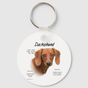 Smooth Dachshund History Keychain