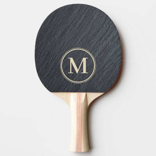 Smooth Dark Granite Monogram Ping Pong Paddle (Back)