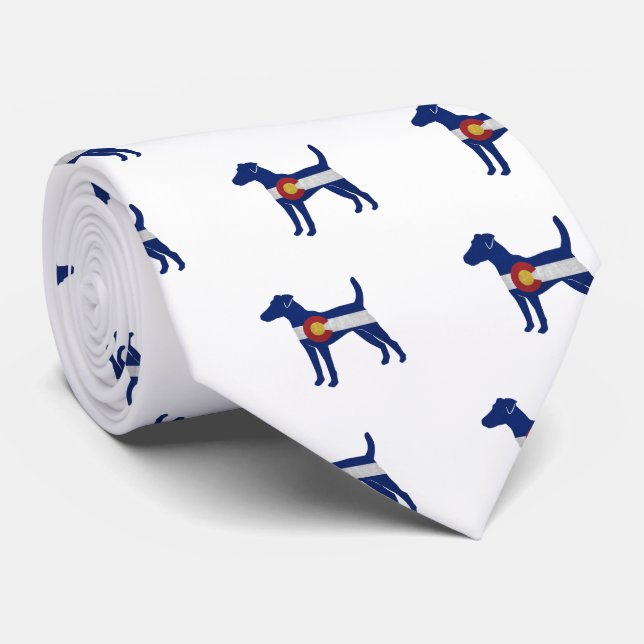 Smooth Fox Terrier Dog Breed Colorado Flag Tie (Rolled)