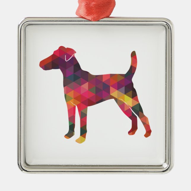 Smooth Fox Terrier Dog Breed Geo Silhouette Multi Metal Ornament (Front)