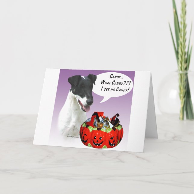 Smooth Fox Terrier Halloween Candy Card (Front)