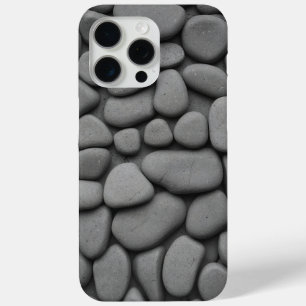 Smooth Grey Pebble Stones Seamless Natural Pattern iPhone 15 Pro Max Case