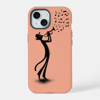 Smooth Jazz Cat Trumpet Player iPhone 15 Case