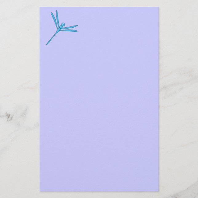 Smooth Light Blue Dragonfly Stationery (Front)