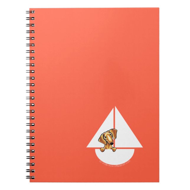 Smooth Red Dachshund Sailboat Red Notebook (Front)