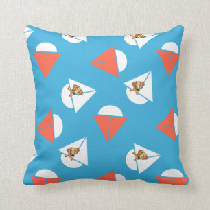 Smooth Red Dachshund Sailboats Blue Throw Pillow