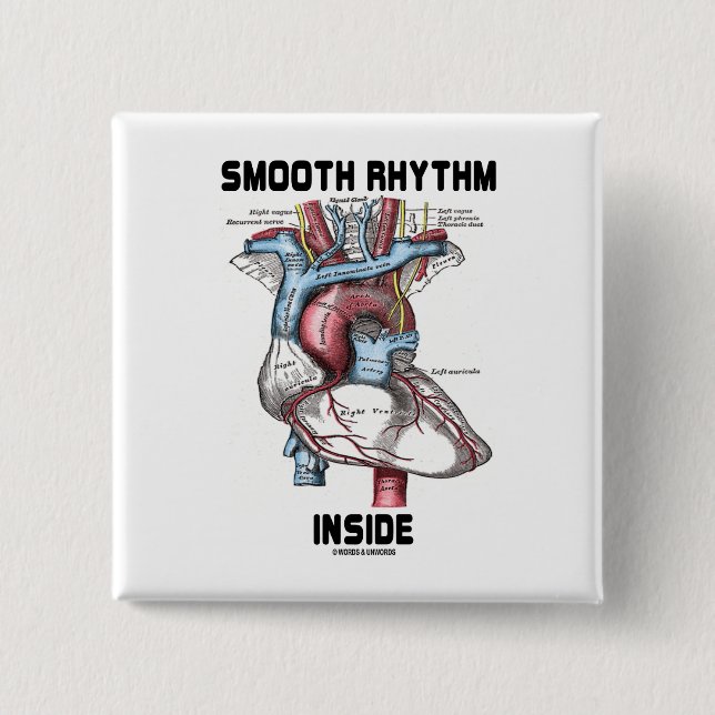 Smooth Rhythm Inside (Medical Anatomical Heart) 2 Inch Square Button (Front)