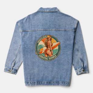 Smooth Ride Coastal Supply   Surf Pin-up Graphic Denim Jacket