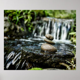 Smooth Rocks with Waterfall Poster