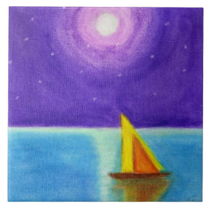 Smooth Sailing Abstract Pastel Painting Tile